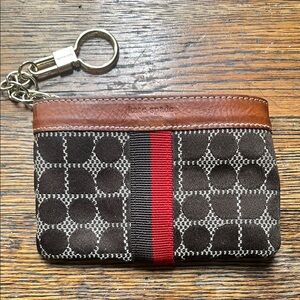 Kate Spade Brown and Red Patterned Keychain Pouch